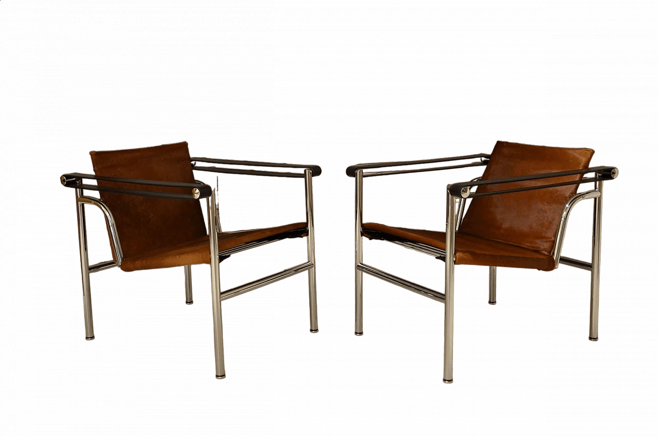 Pair of LC1 armchairs by Le Corbusier for Cassina, 1973 14