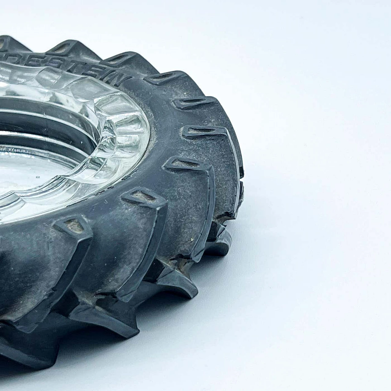 Glass tray surrounded by tyre, 1970s 2