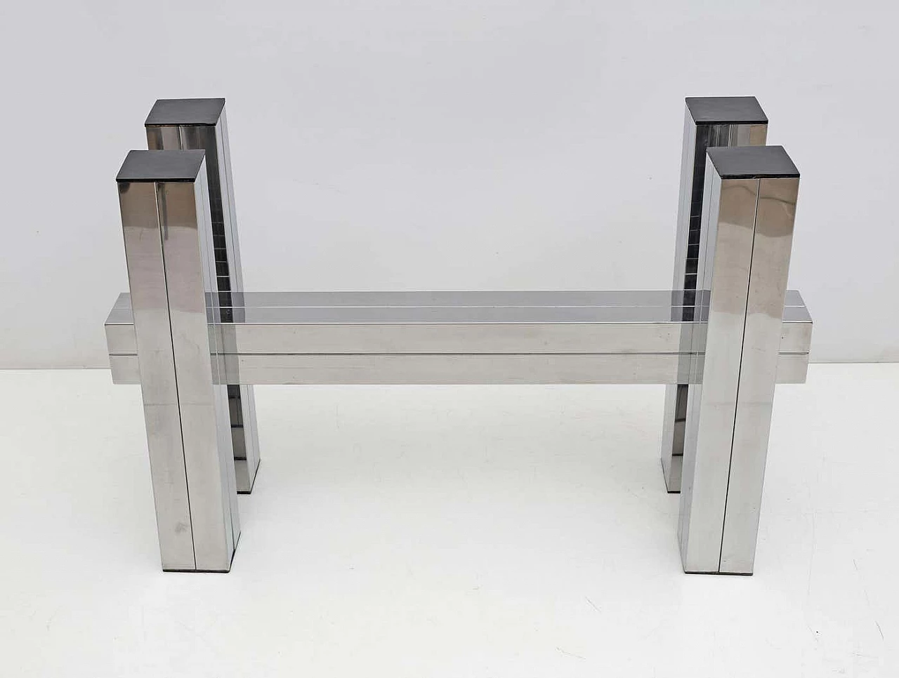 Steel and glass dining table, 1980s 7