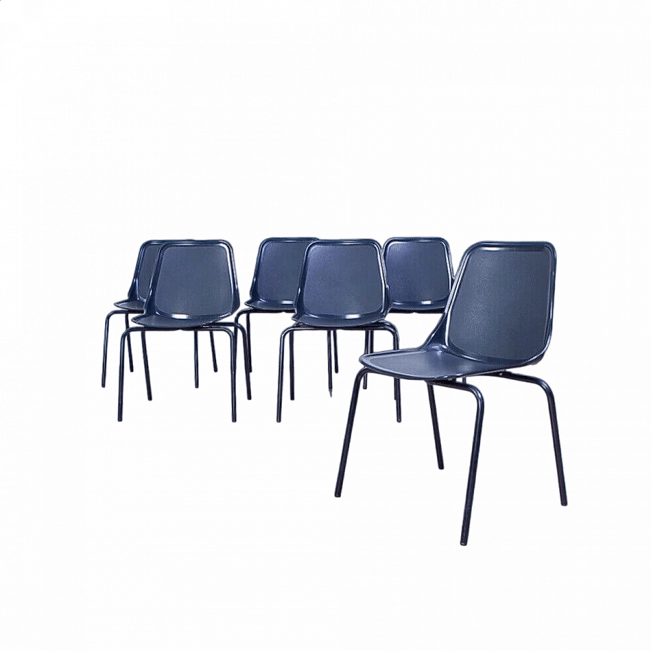 6 Black iron MIM chairs, 1960s 14