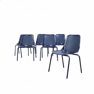 6 Black iron MIM chairs, 1960s