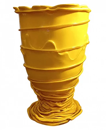 Yellow resin vase by Gaetano Pesce