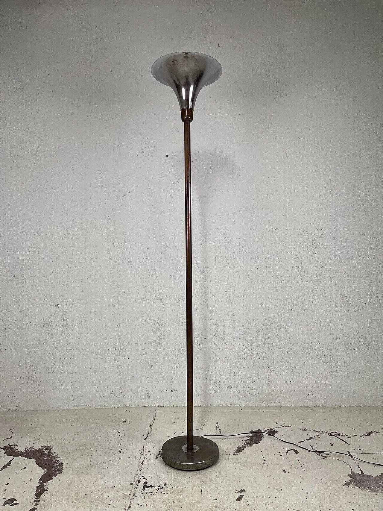 Luminator floor lamp with copper and chrome-plated metal frame, 1960s 3