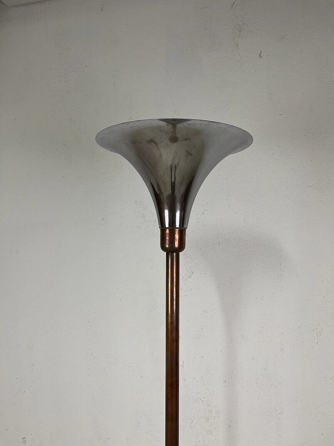 Luminator floor lamp with copper and chrome-plated metal frame, 1960s 11