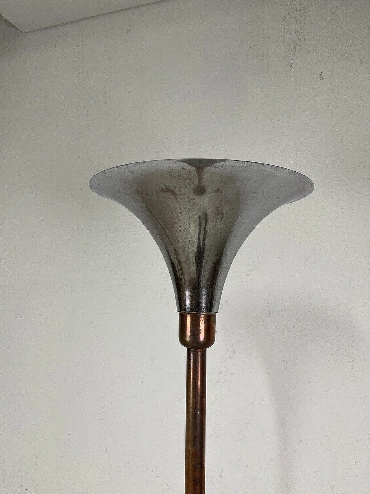 Luminator floor lamp with copper and chrome-plated metal frame, 1960s 13