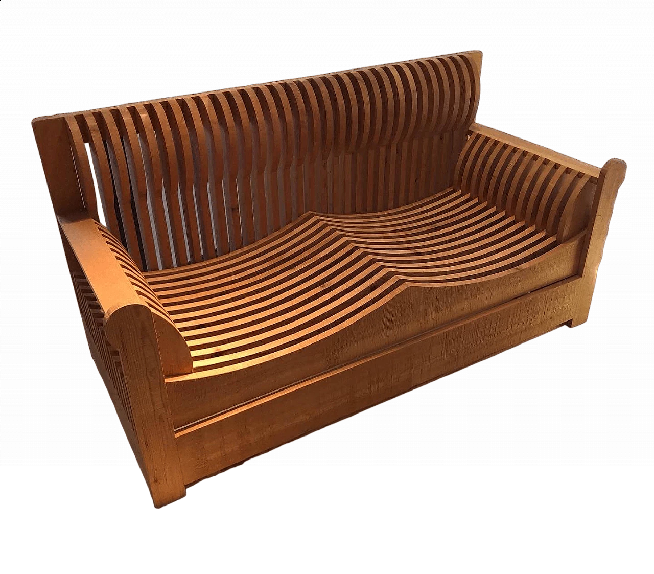 Wooden sofa by Mario Ceroli for Poltronova, 1980s 5