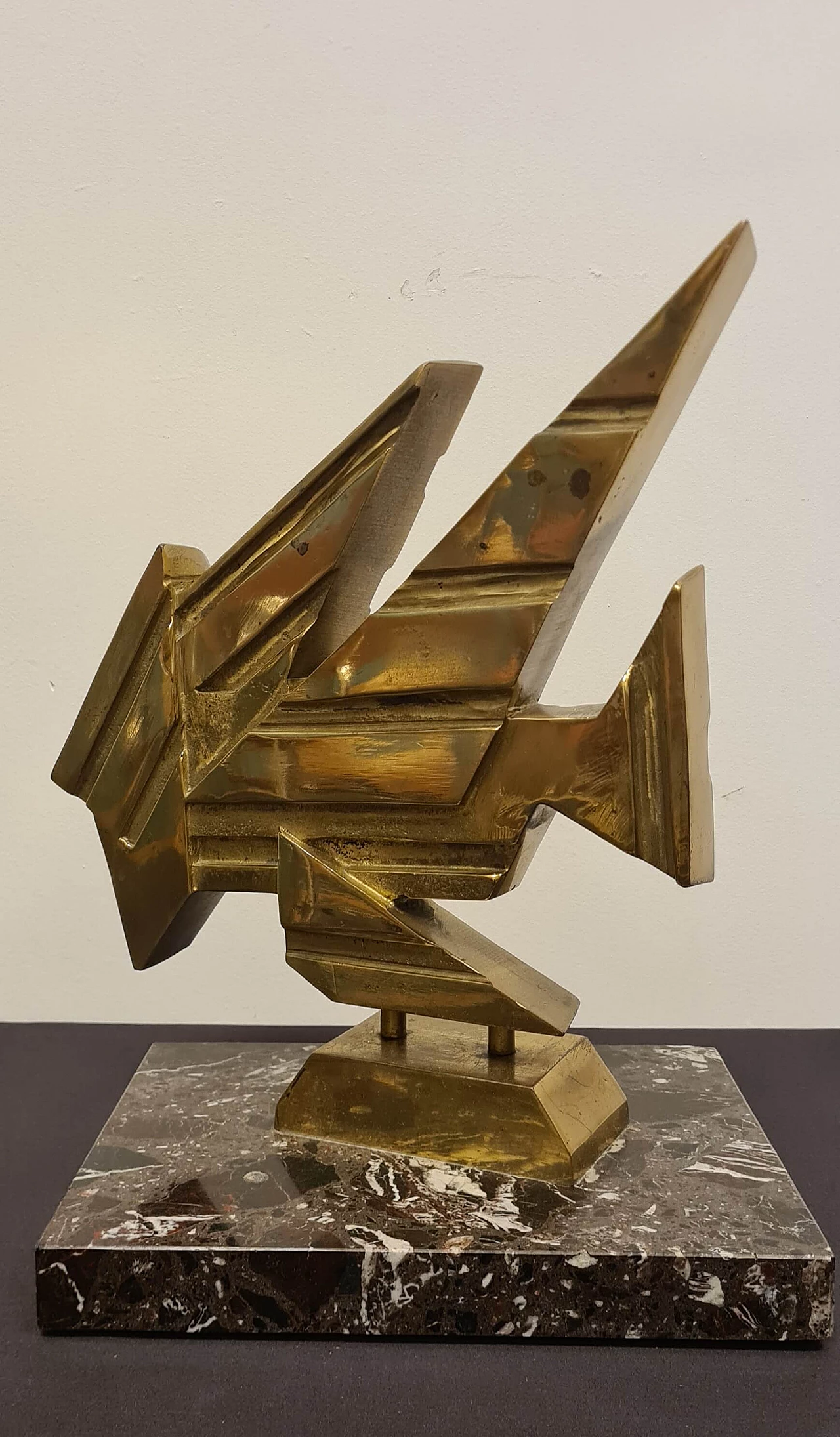 Giuseppe Banfi, abstract composition, brass and marble sculpture, 1988 1