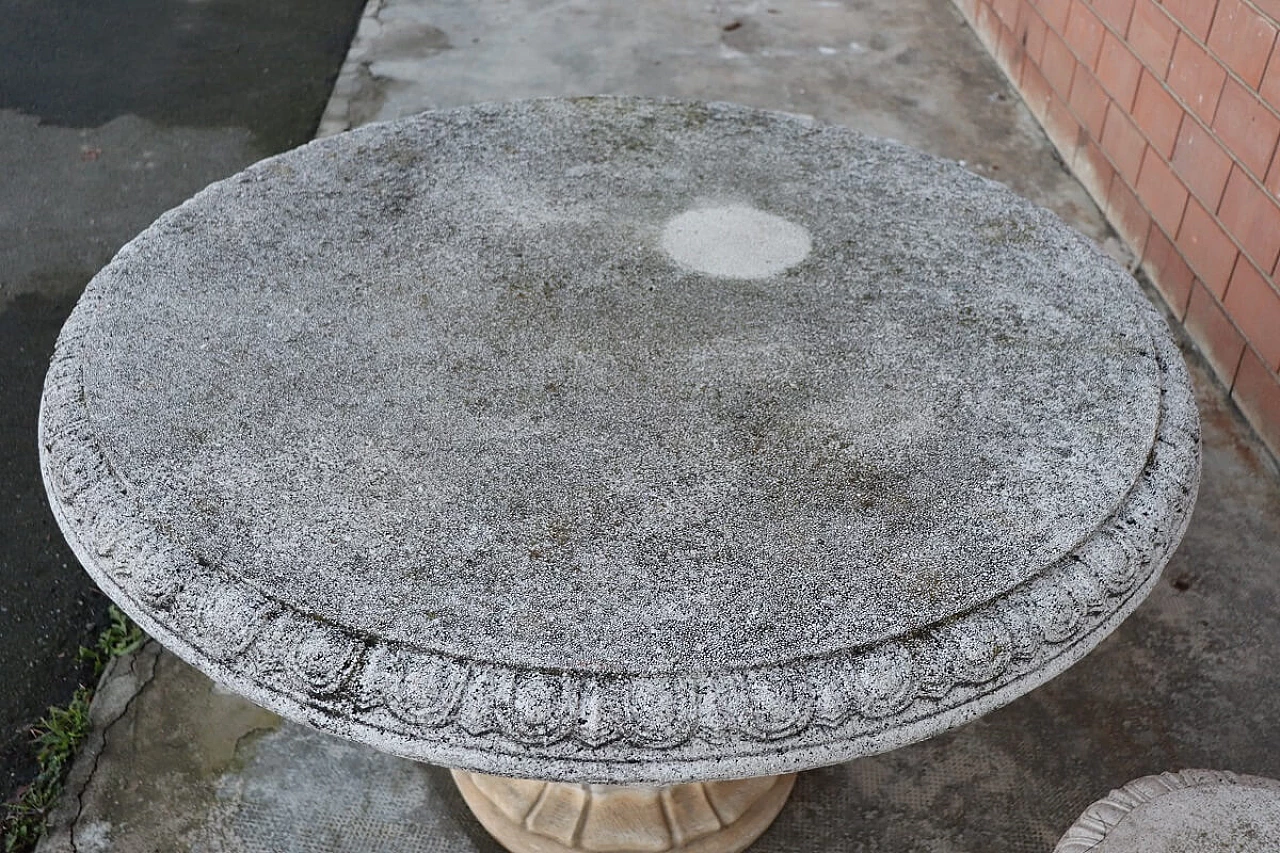 4 Stools and round table in grit and concrete in Neoclassical style, 1980s 9