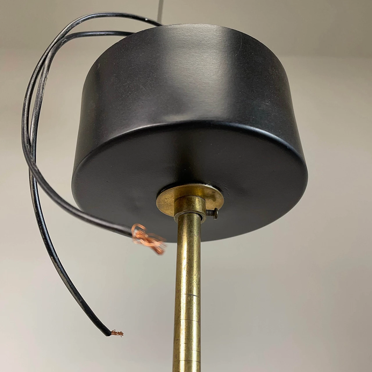 Glass and metal hanging lamp by Stilnovo, 1950s 9