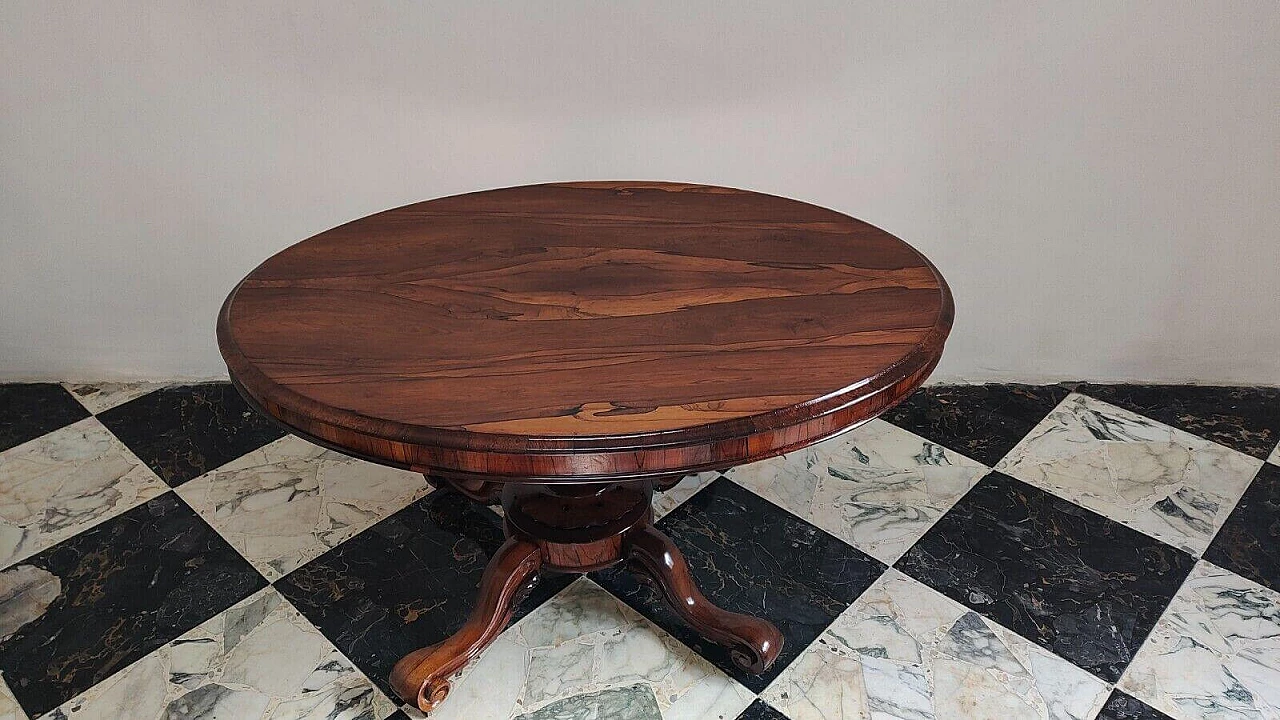 Rosewood a vela table with casters, mid-19th century 6