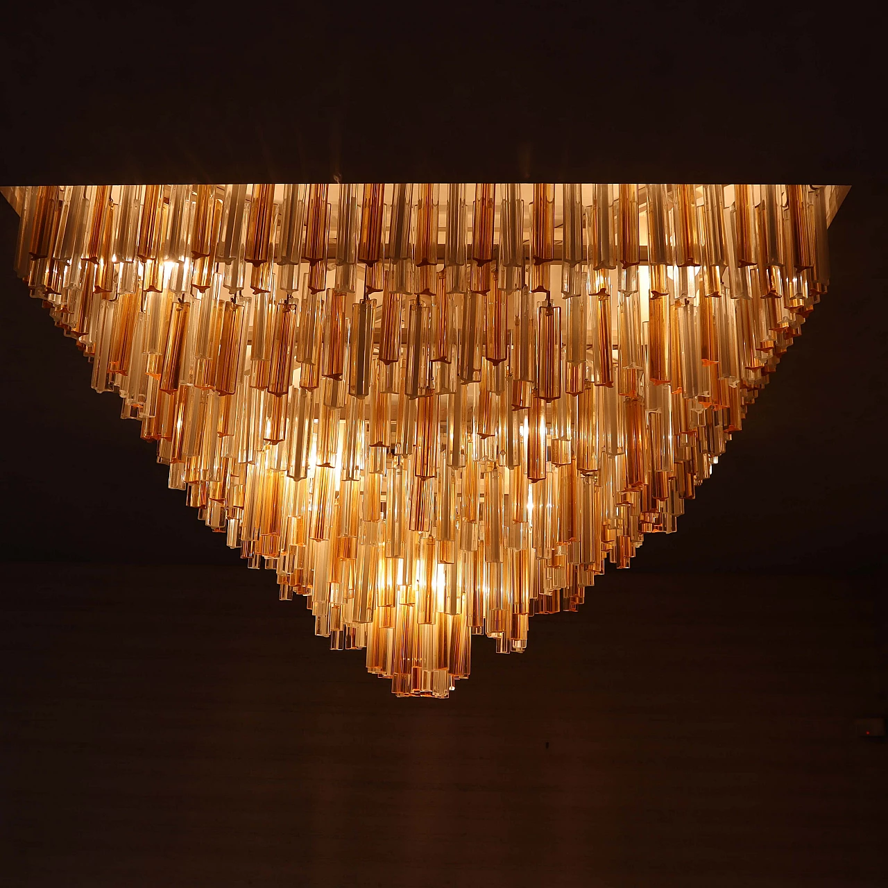 Lampadario Trilobi in vetro di Murano di Venini, anni '70 1