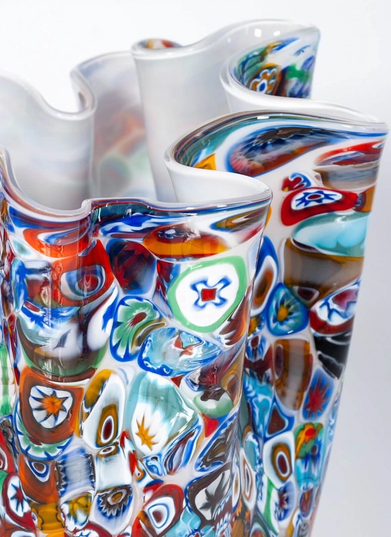 Vaso Fazzoletto in vetro di Murano con murrine millefiori 1