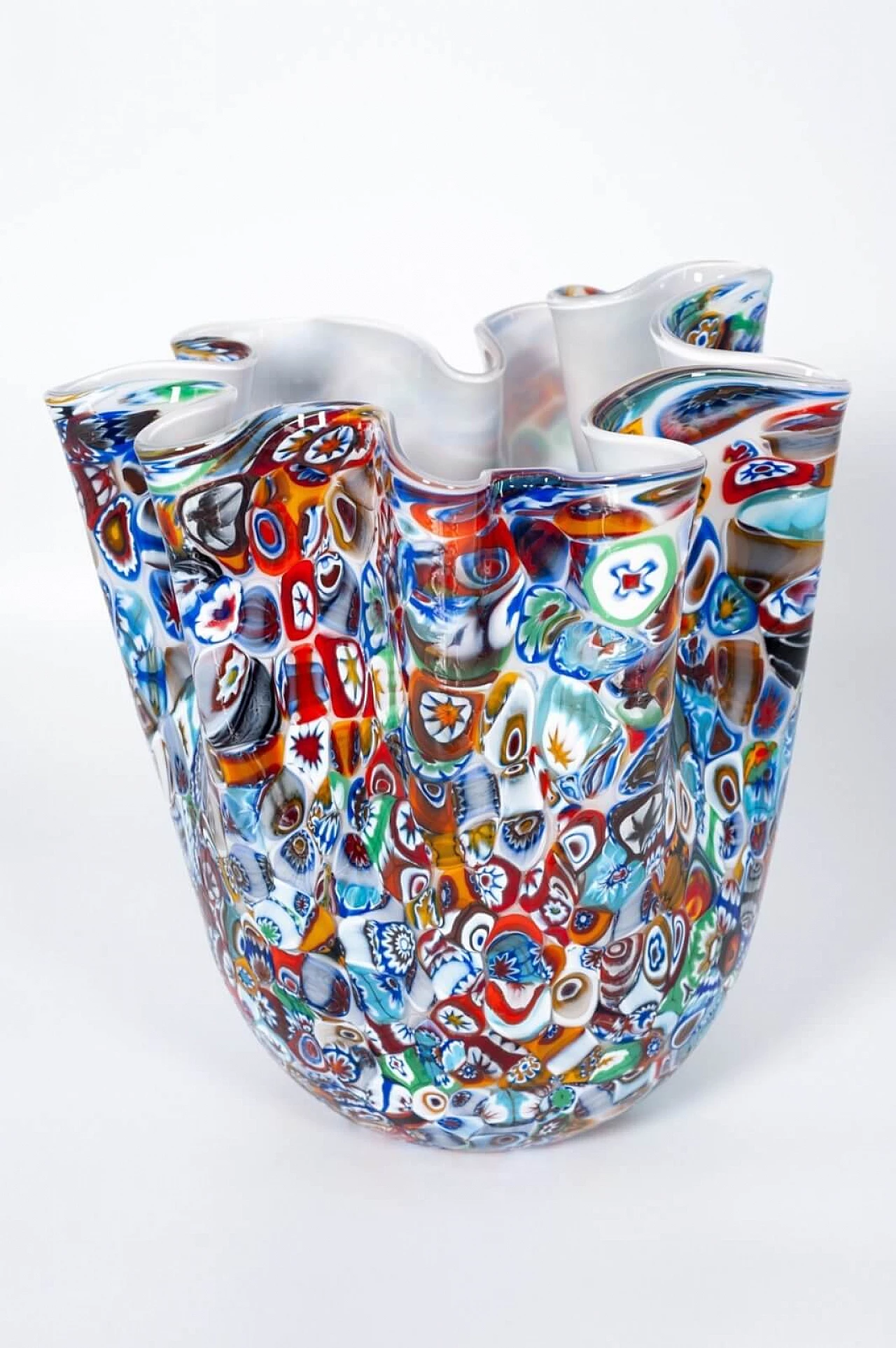 Vaso Fazzoletto in vetro di Murano con murrine millefiori 2