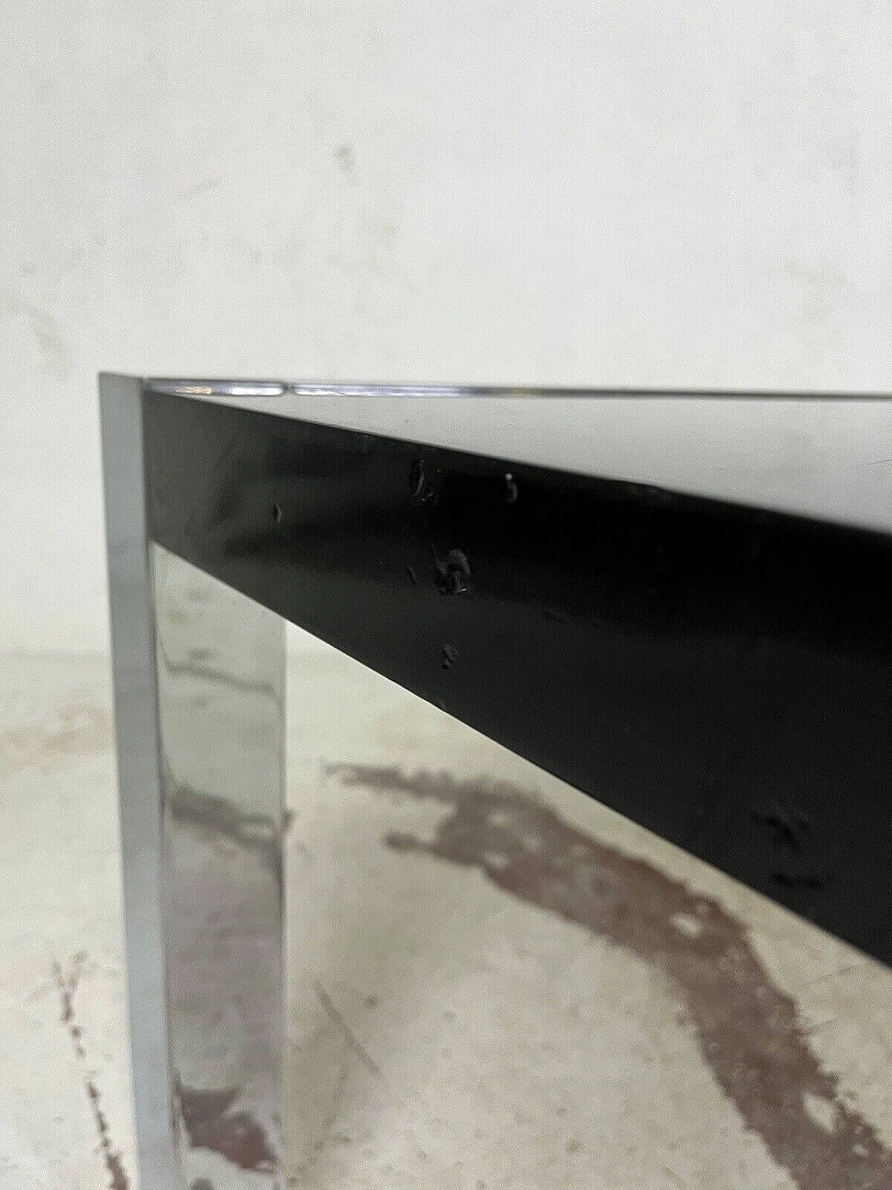 Chromed metal and black varnished wood coffee table, 1960s 11