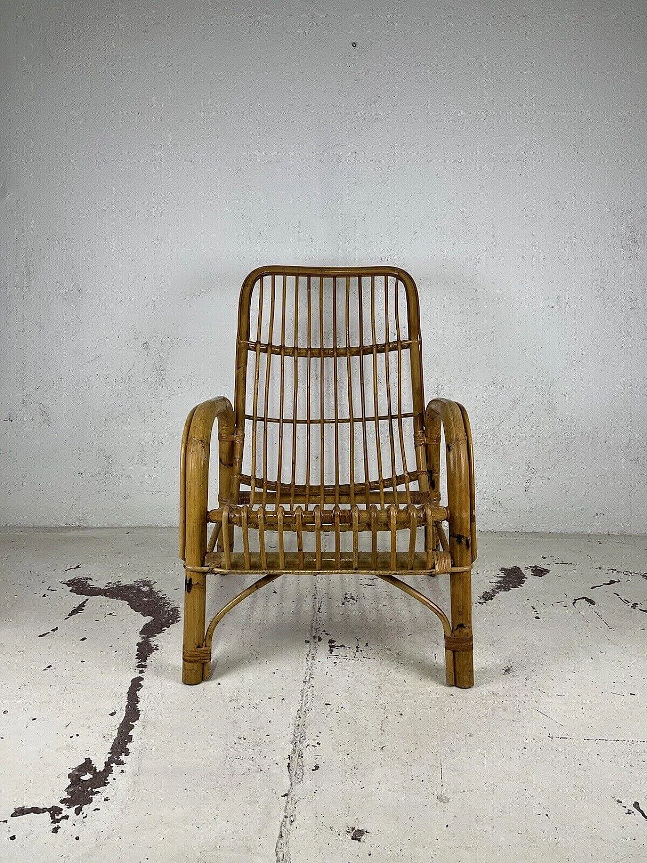 Wicker and rattan armchair by Bonacina, 1960s 1