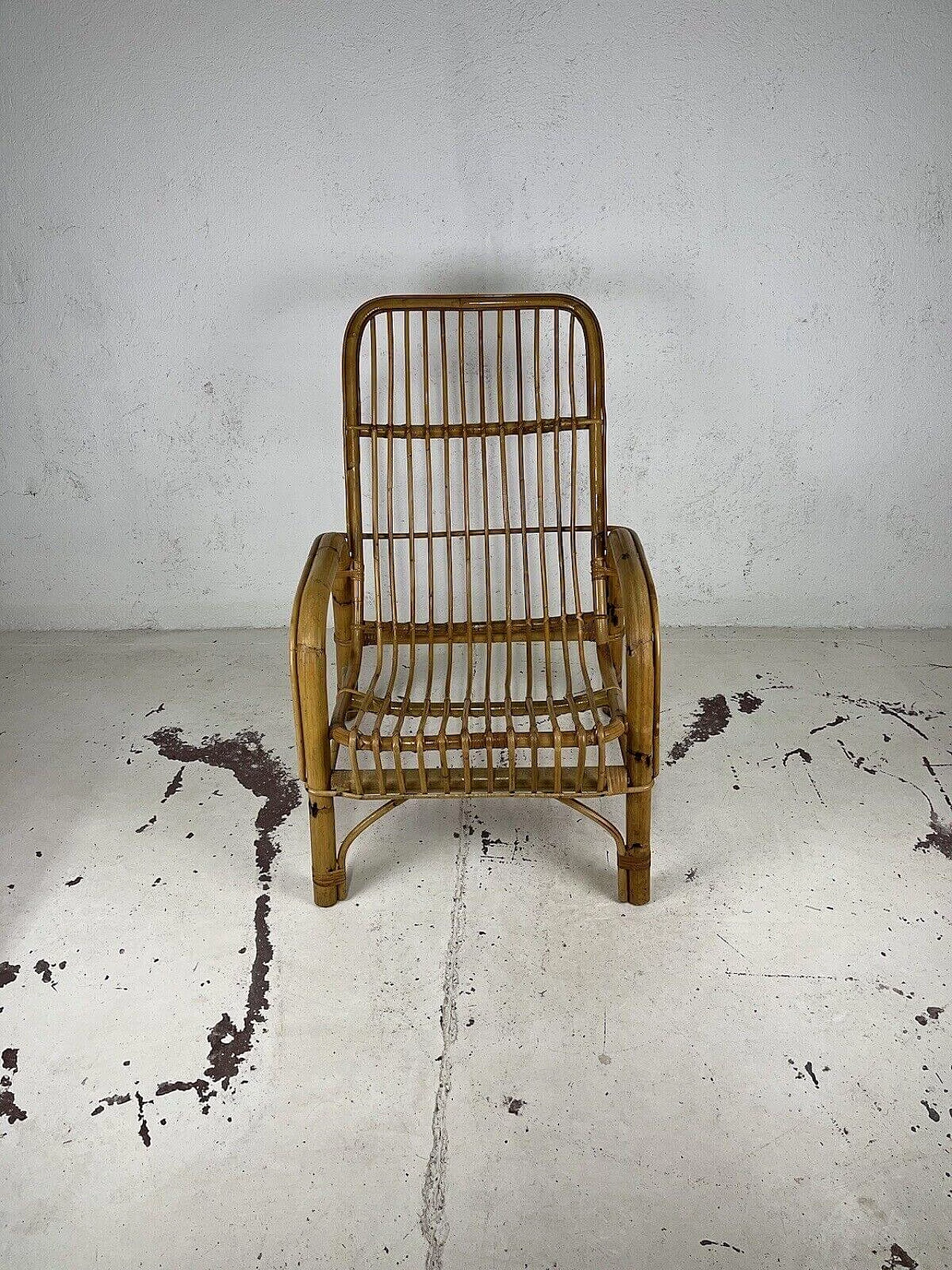 Wicker and rattan armchair by Bonacina, 1960s 2