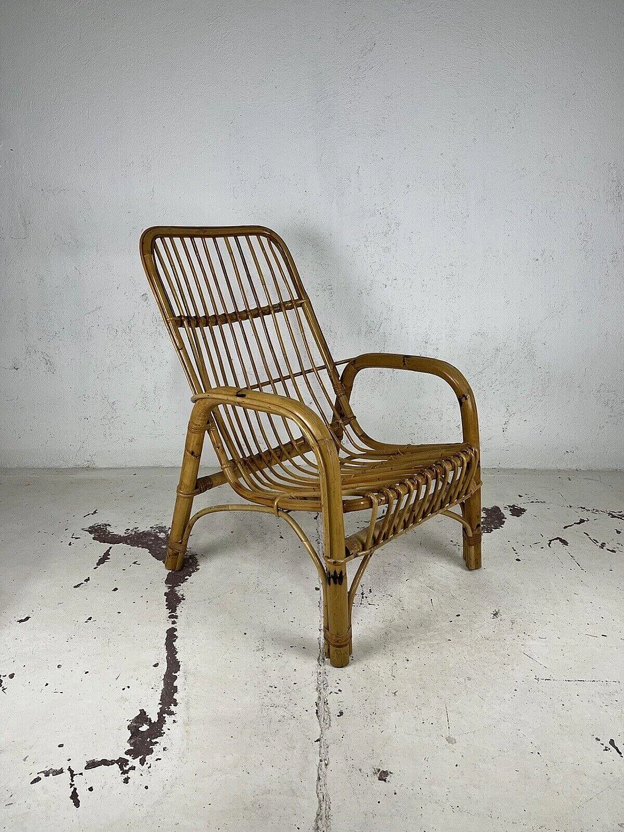 Wicker and rattan armchair by Bonacina, 1960s 3