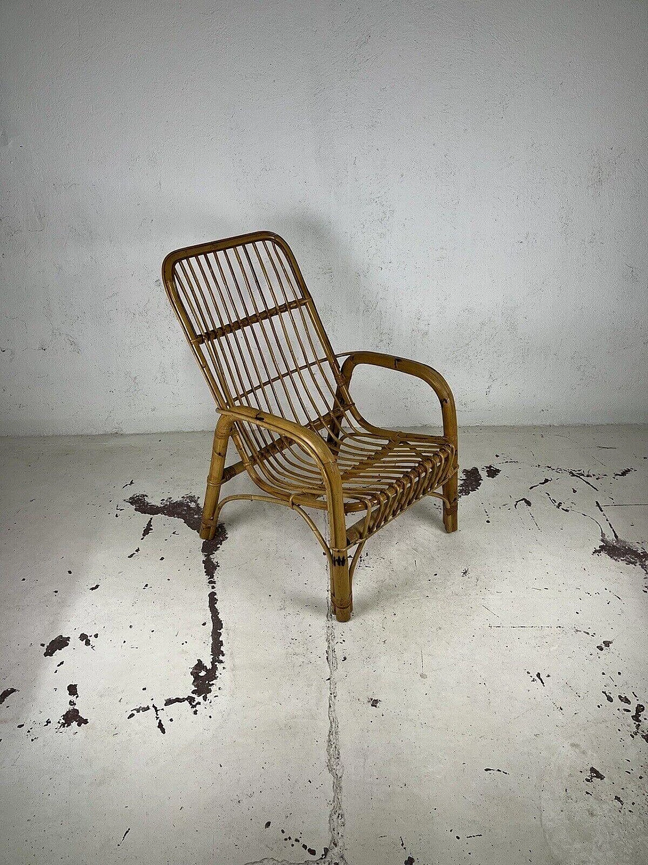 Wicker and rattan armchair by Bonacina, 1960s 12