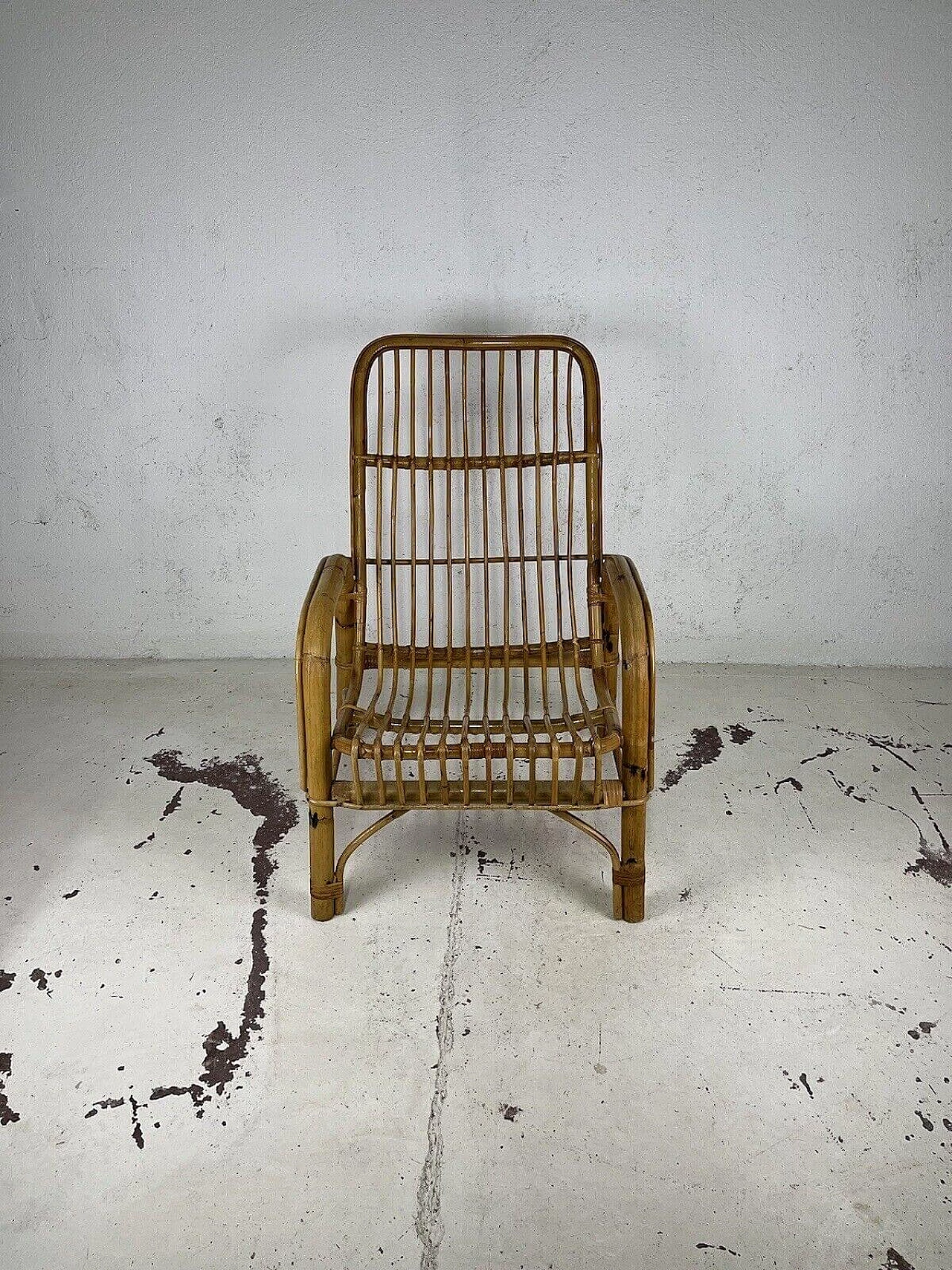 Wicker and rattan armchair by Bonacina, 1960s 13