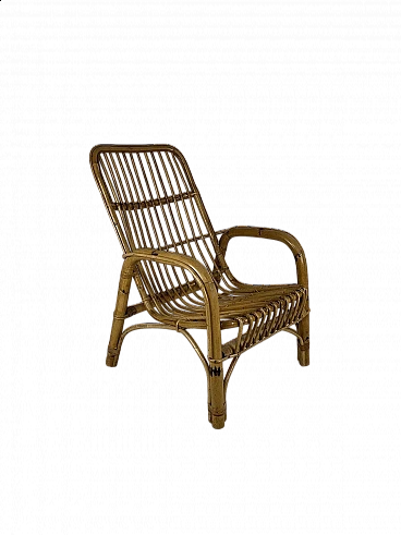 Wicker and rattan armchair by Bonacina, 1960s