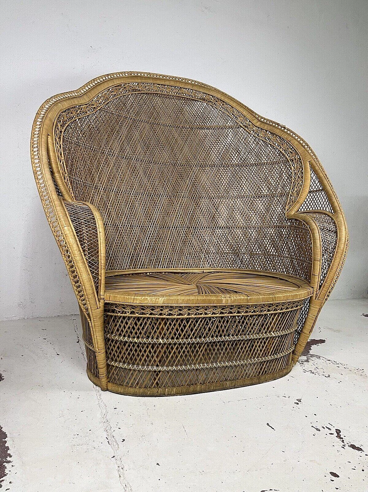 Wicker Emmanuelle Peacock sofa, 1960s 2