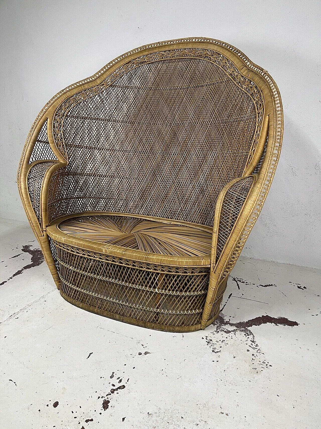 Wicker Emmanuelle Peacock sofa, 1960s 3