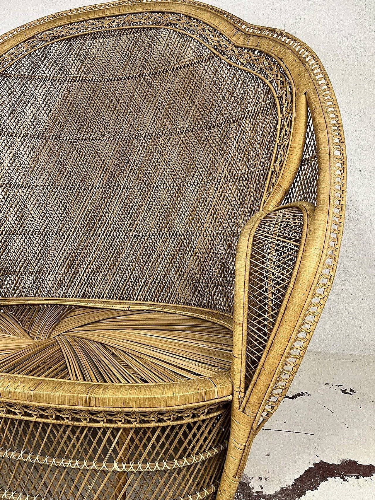 Wicker Emmanuelle Peacock sofa, 1960s 4