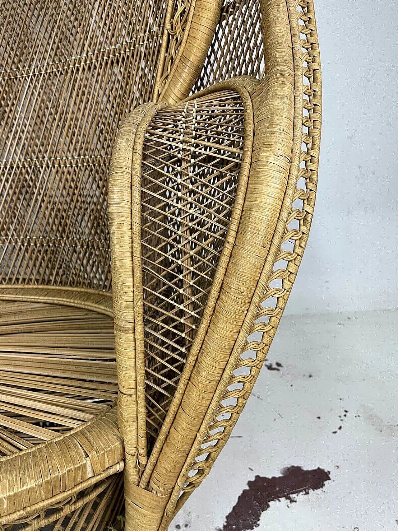 Wicker Emmanuelle Peacock sofa, 1960s 6