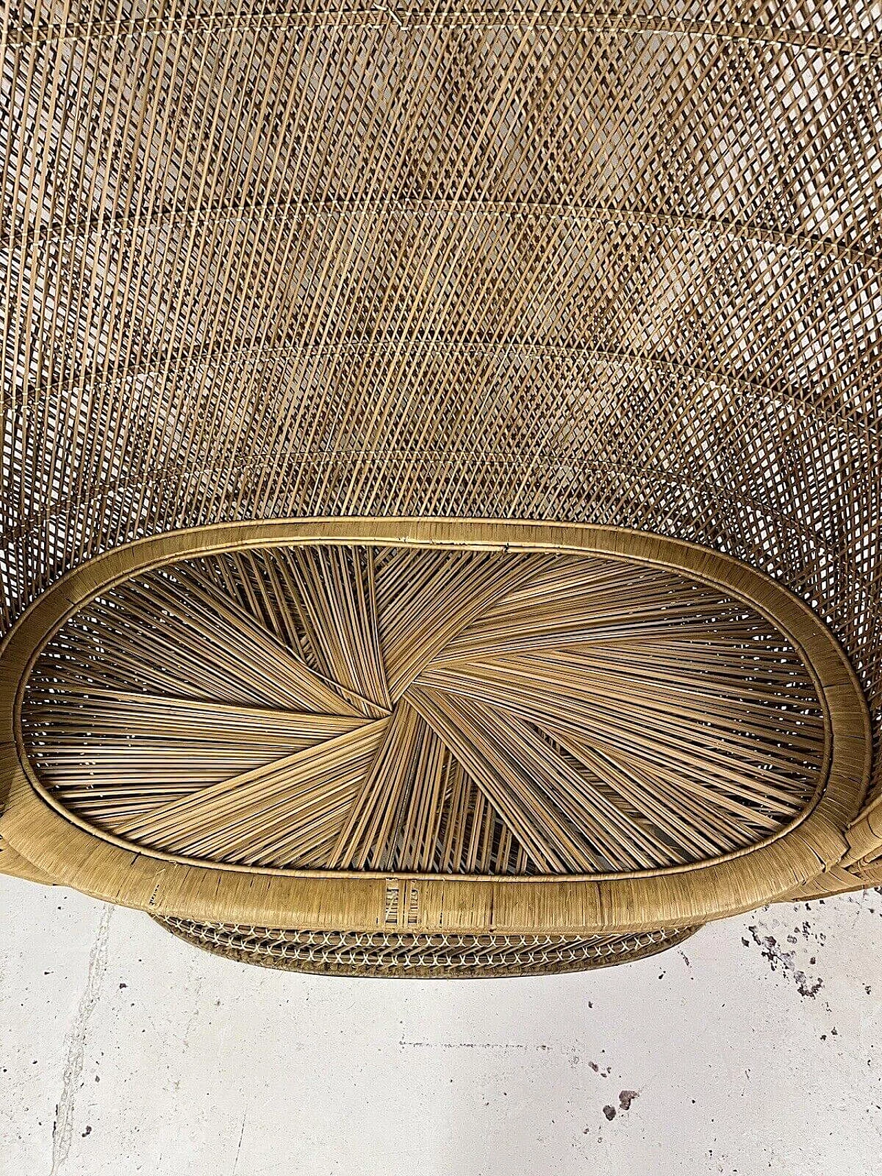 Wicker Emmanuelle Peacock sofa, 1960s 7