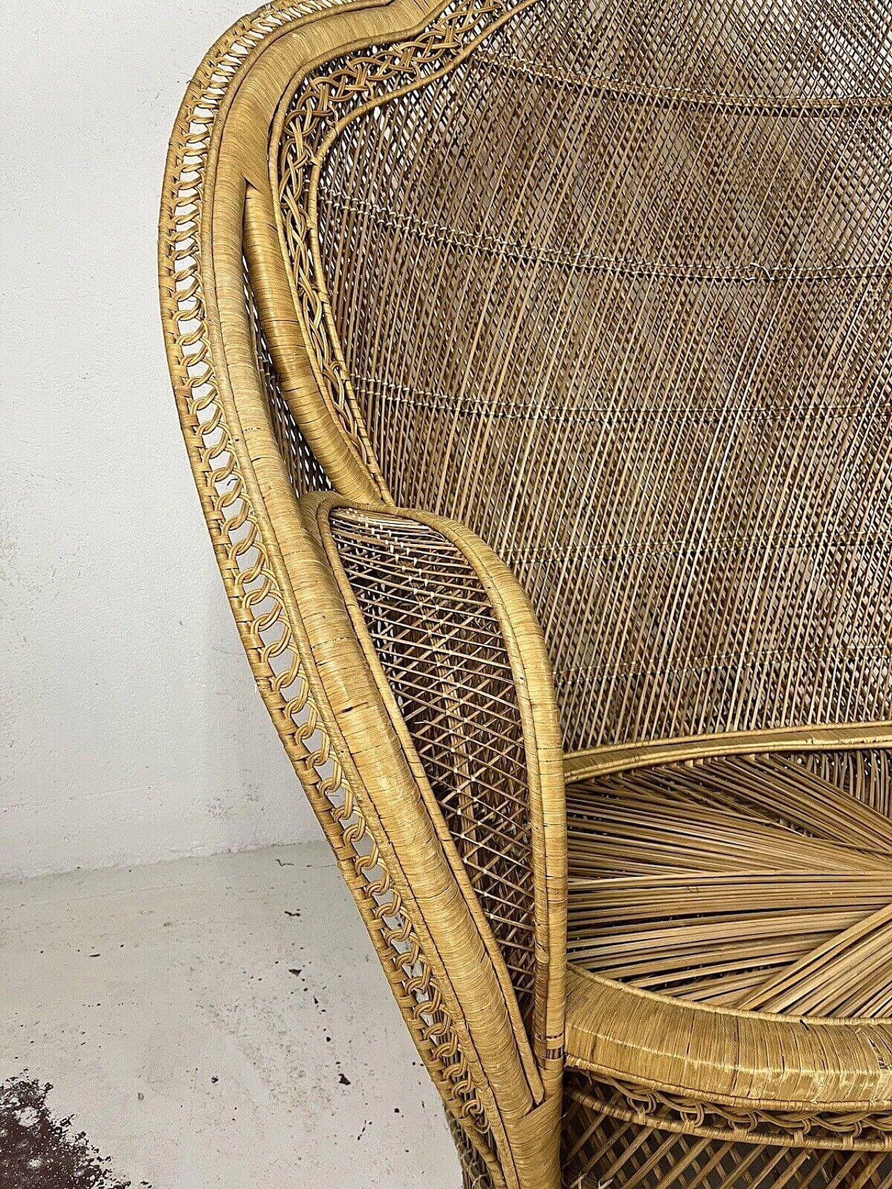 Wicker Emmanuelle Peacock sofa, 1960s 9