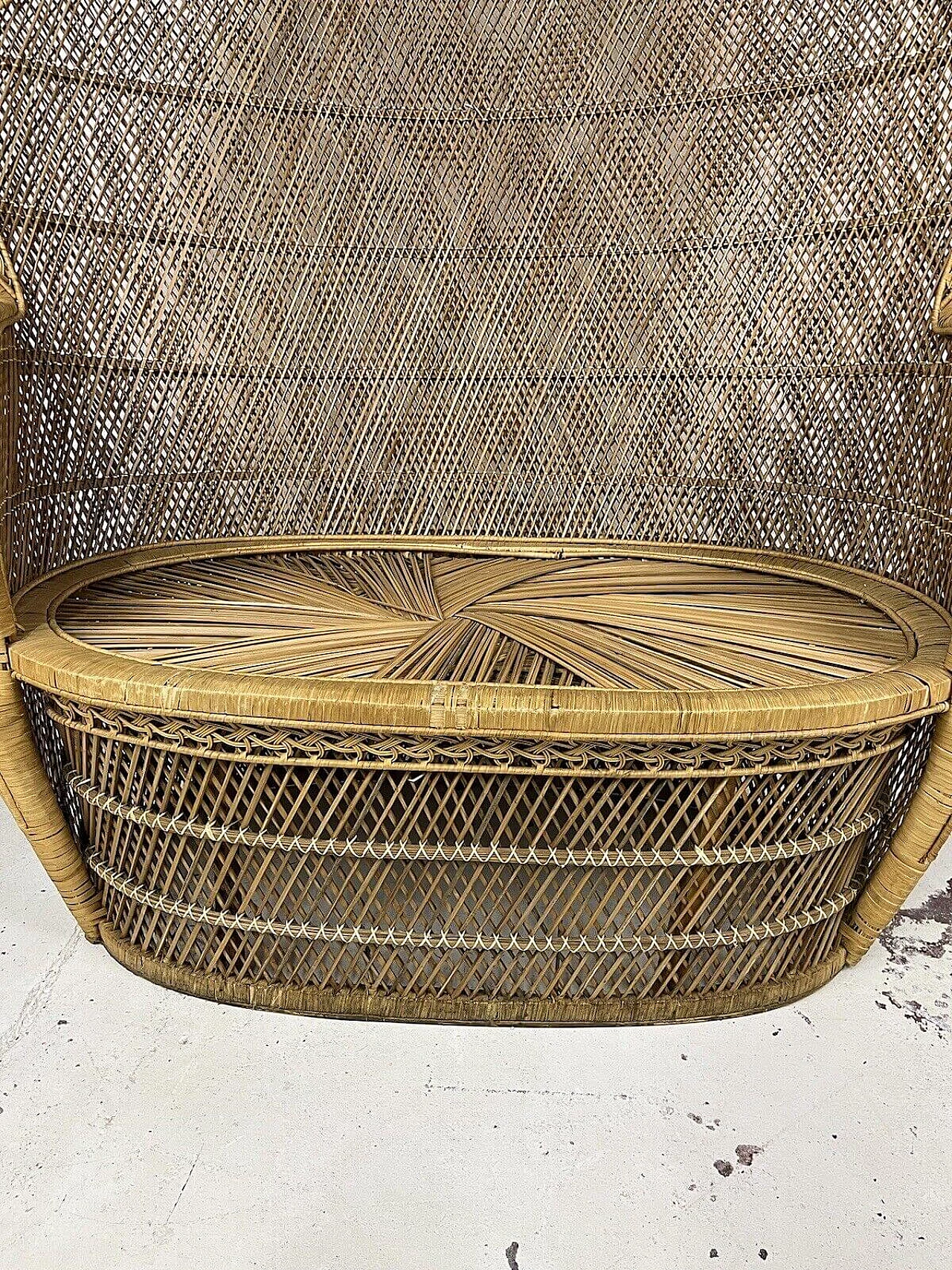 Wicker Emmanuelle Peacock sofa, 1960s 14