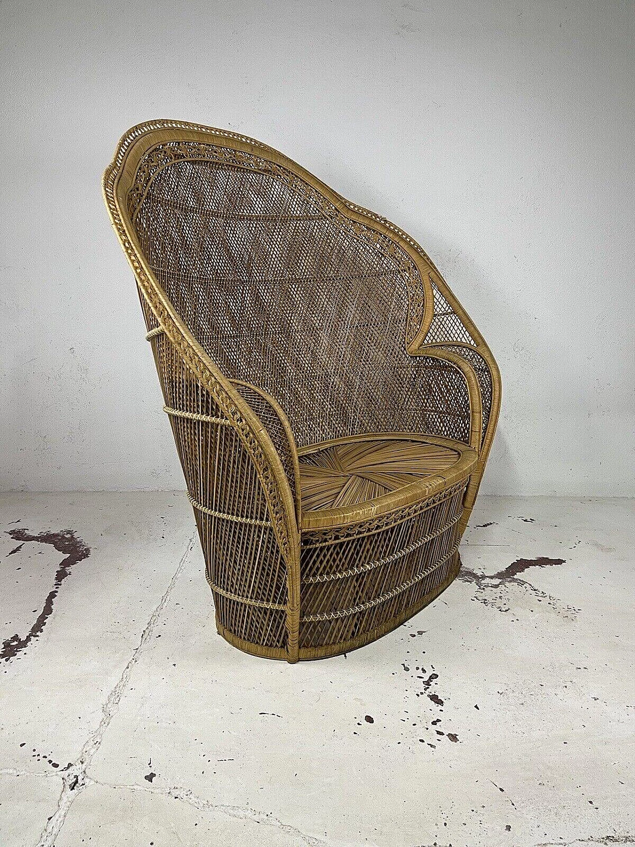 Wicker Emmanuelle Peacock sofa, 1960s 15