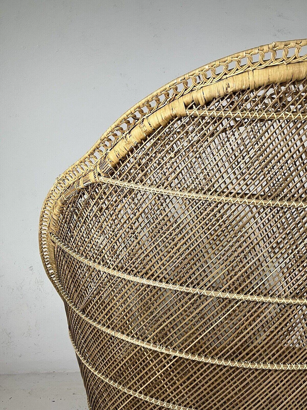 Wicker Emmanuelle Peacock sofa, 1960s 20