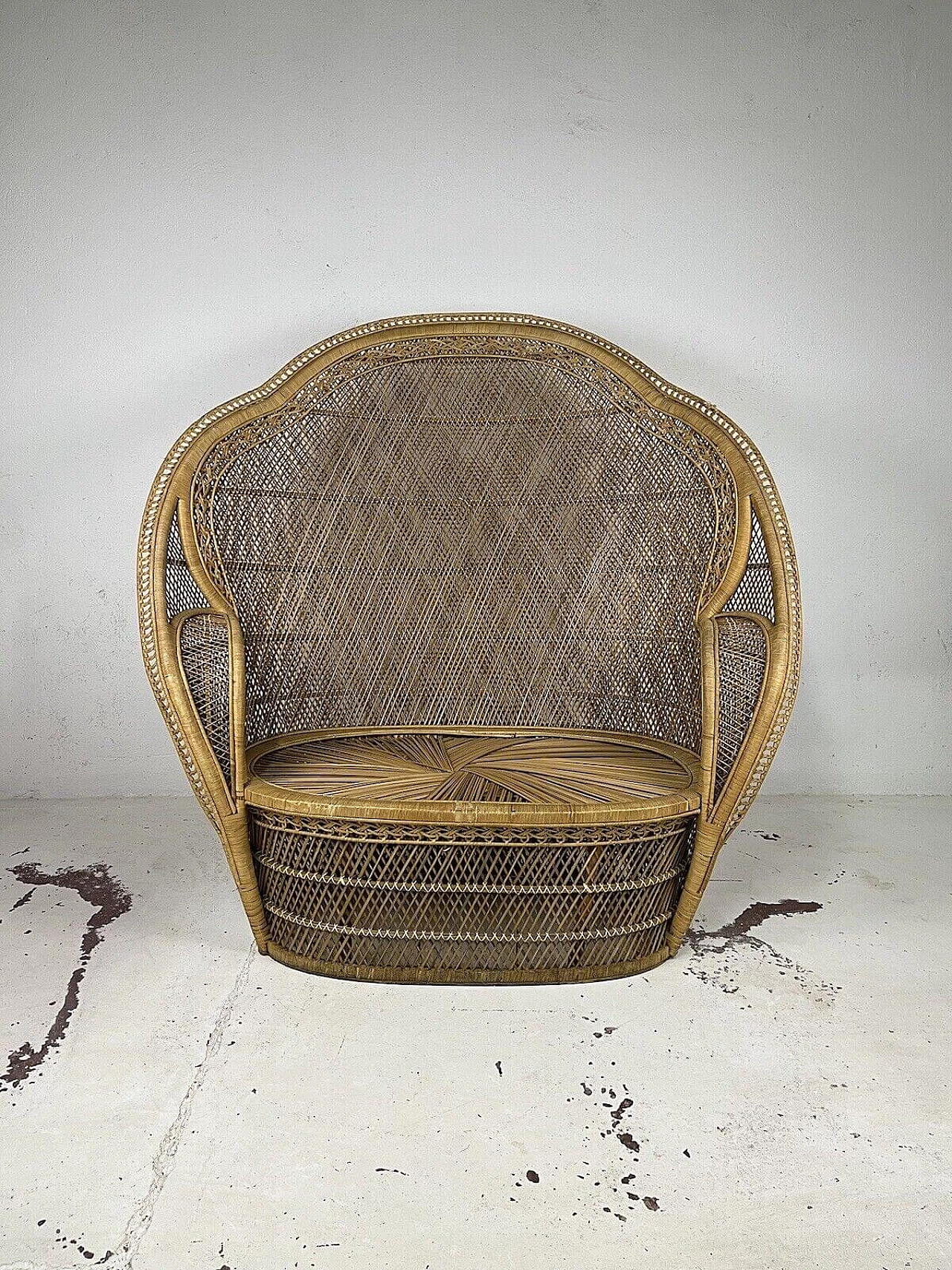 Wicker Emmanuelle Peacock sofa, 1960s 22