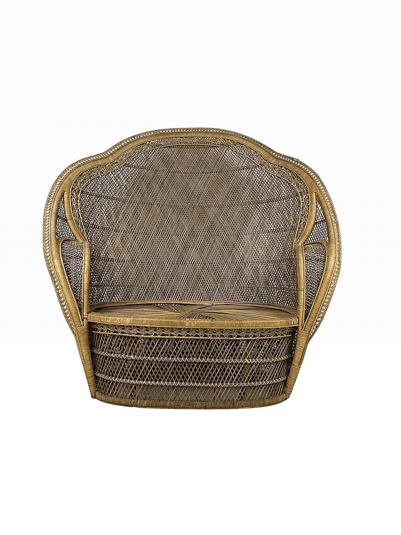 Wicker Emmanuelle Peacock sofa, 1960s 23