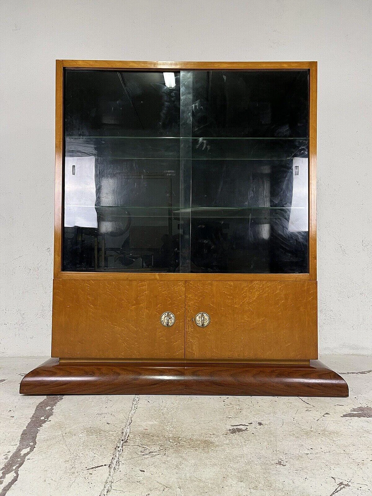 Art Deco briar-root, wood and glass display cabinet, 1960s 14