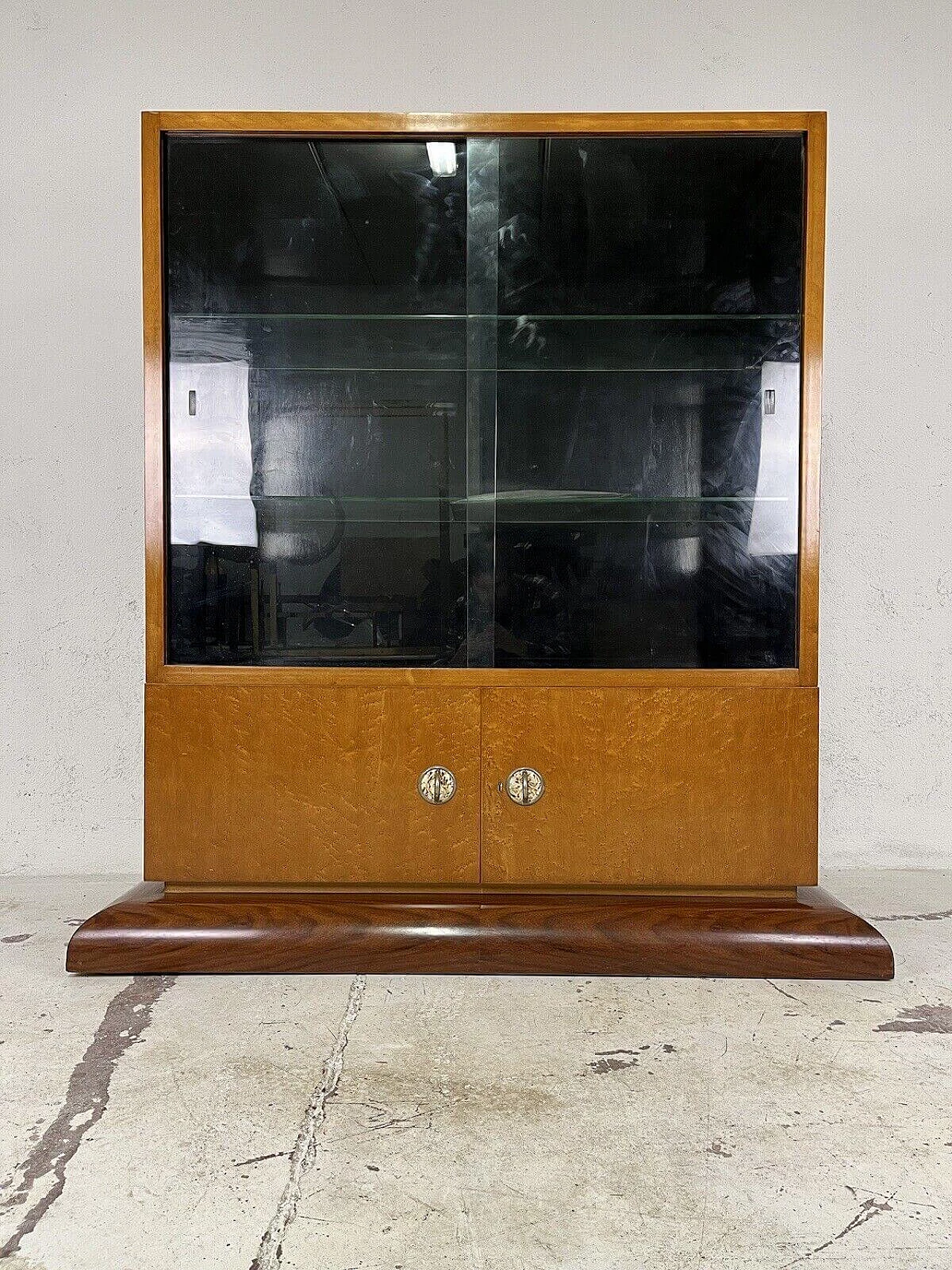 Art Deco briar-root, wood and glass display cabinet, 1960s 15