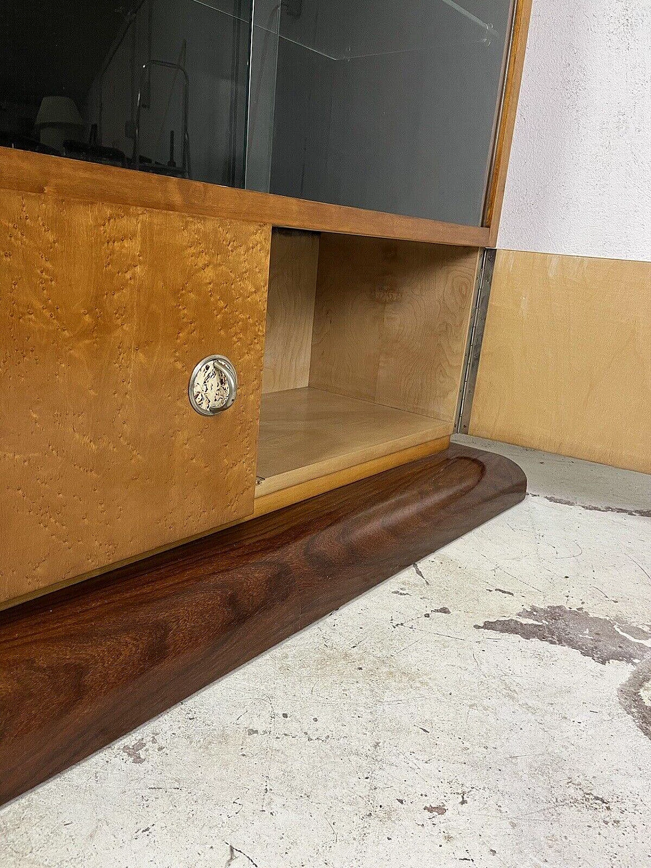 Art Deco briar-root, wood and glass display cabinet, 1960s 17