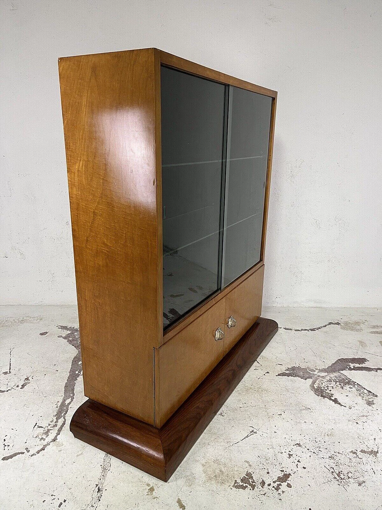 Art Deco briar-root, wood and glass display cabinet, 1960s 19