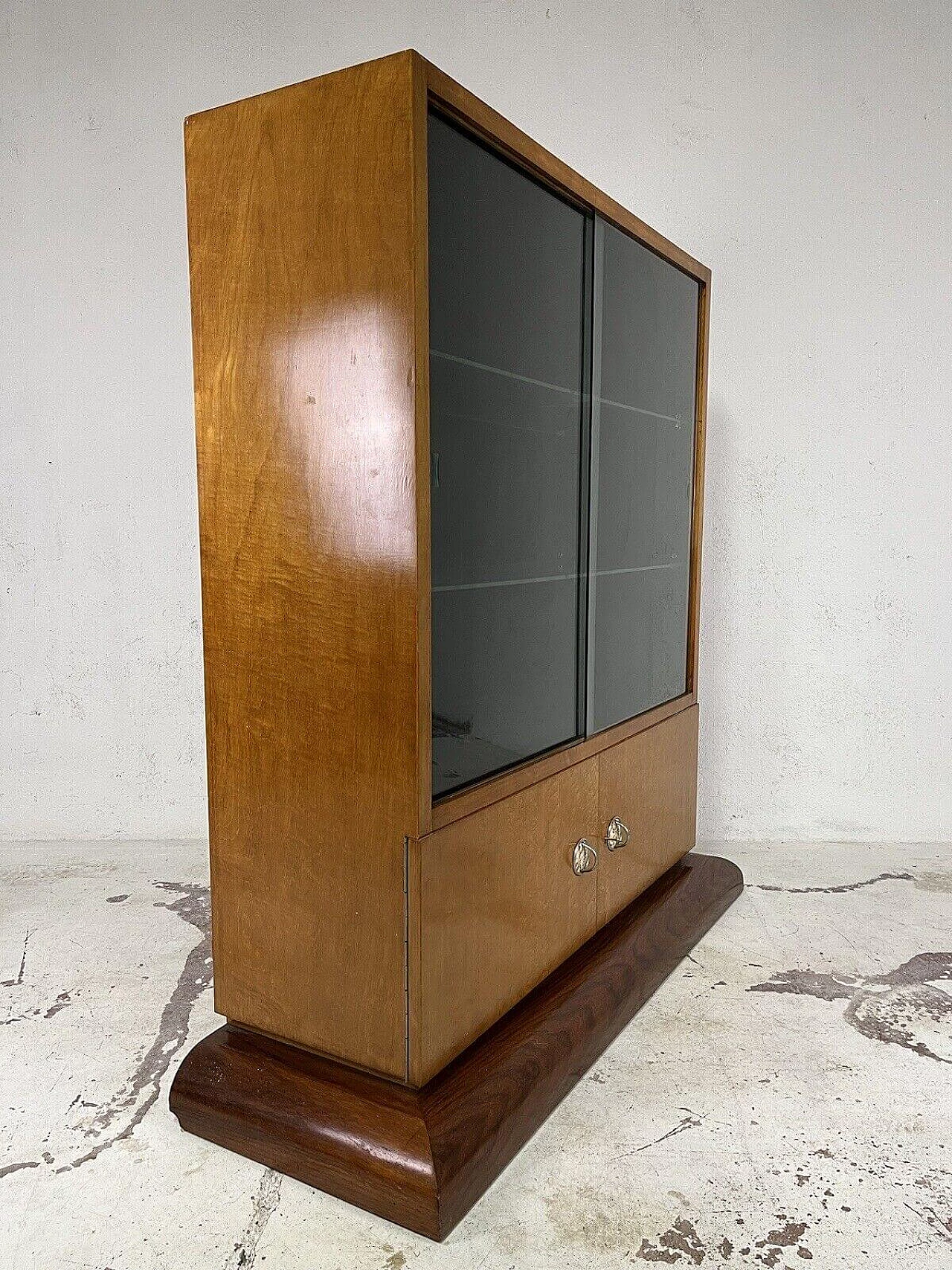 Art Deco briar-root, wood and glass display cabinet, 1960s 20