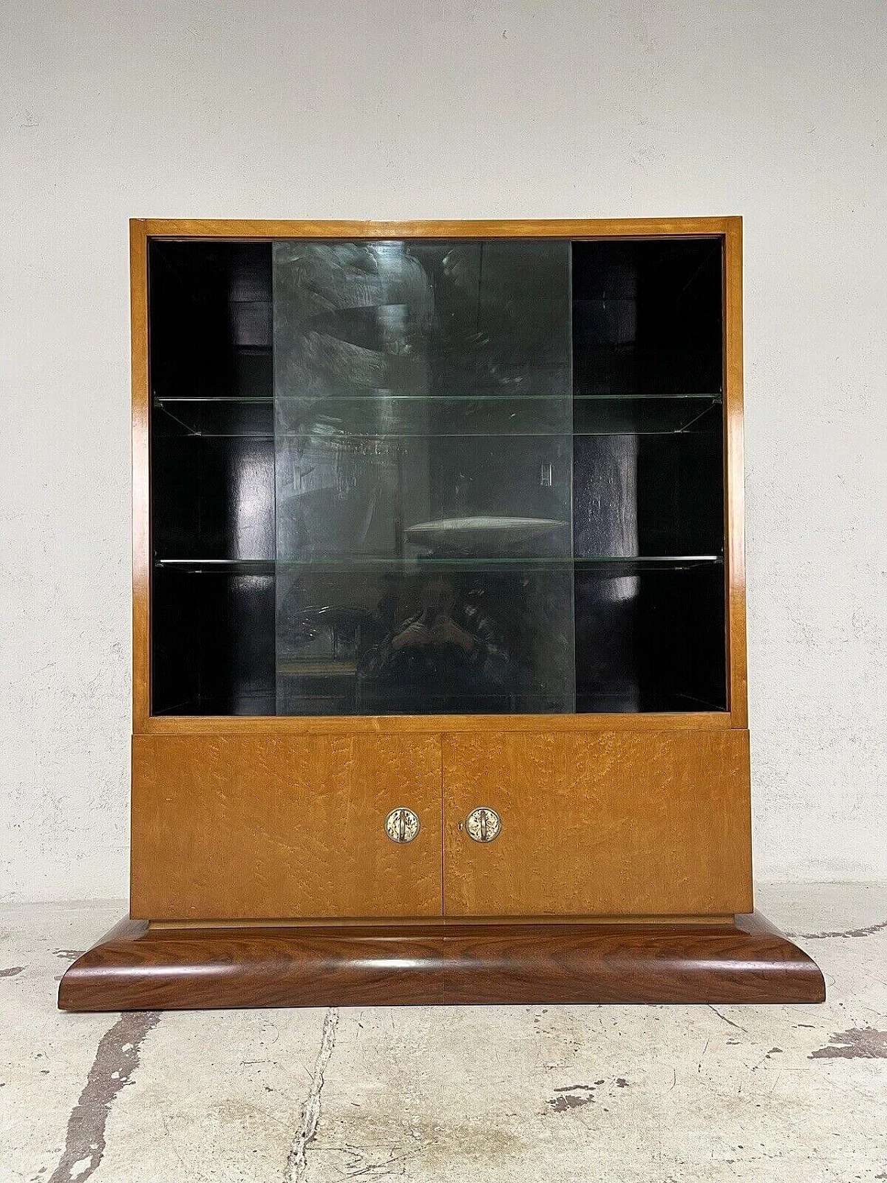 Art Deco briar-root, wood and glass display cabinet, 1960s 22