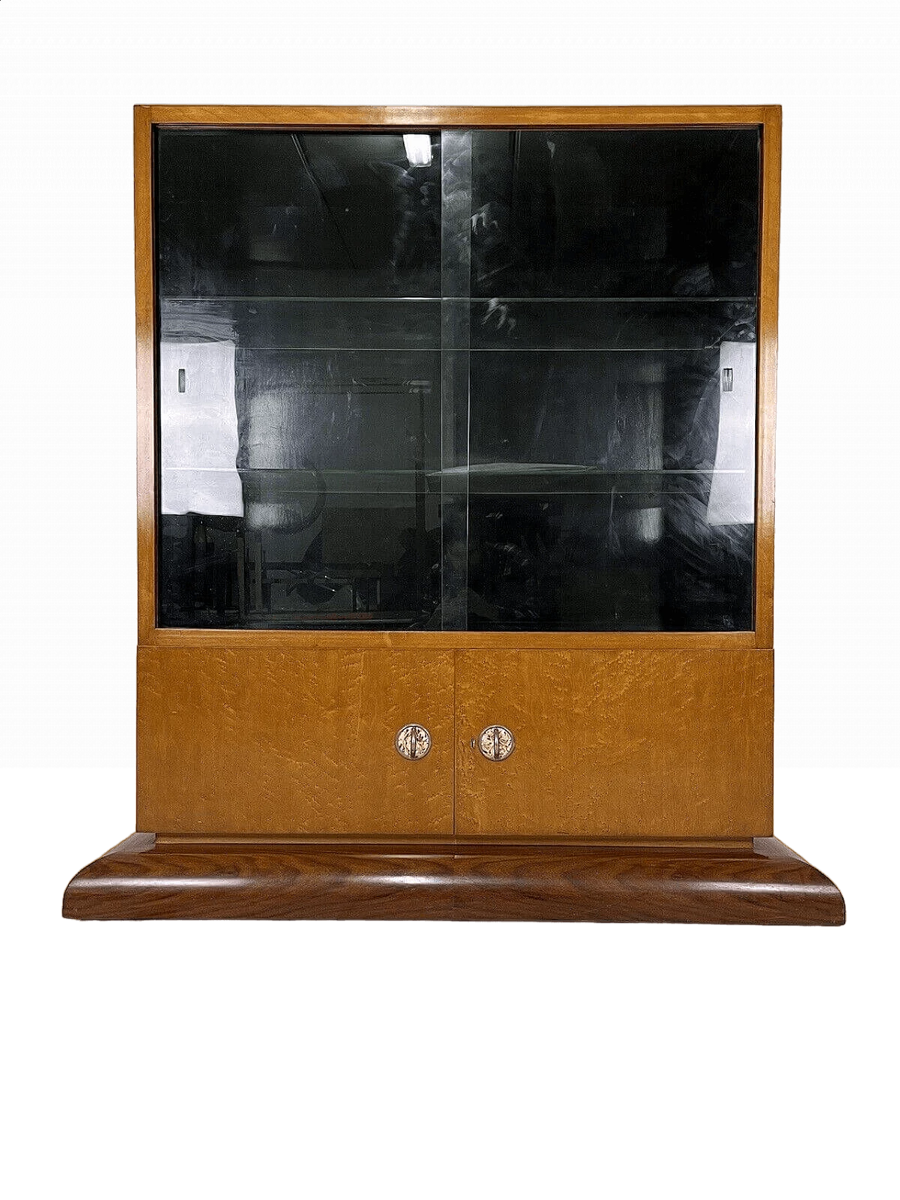 Art Deco briar-root, wood and glass display cabinet, 1960s 23