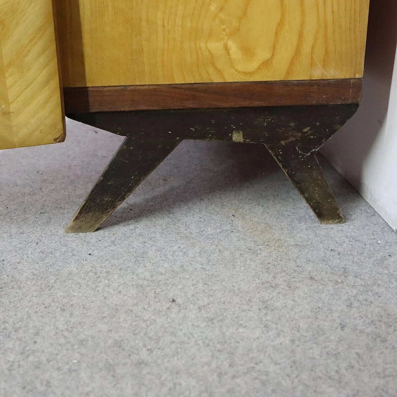 Walnut and maple coat rack with doors, 1950s 1