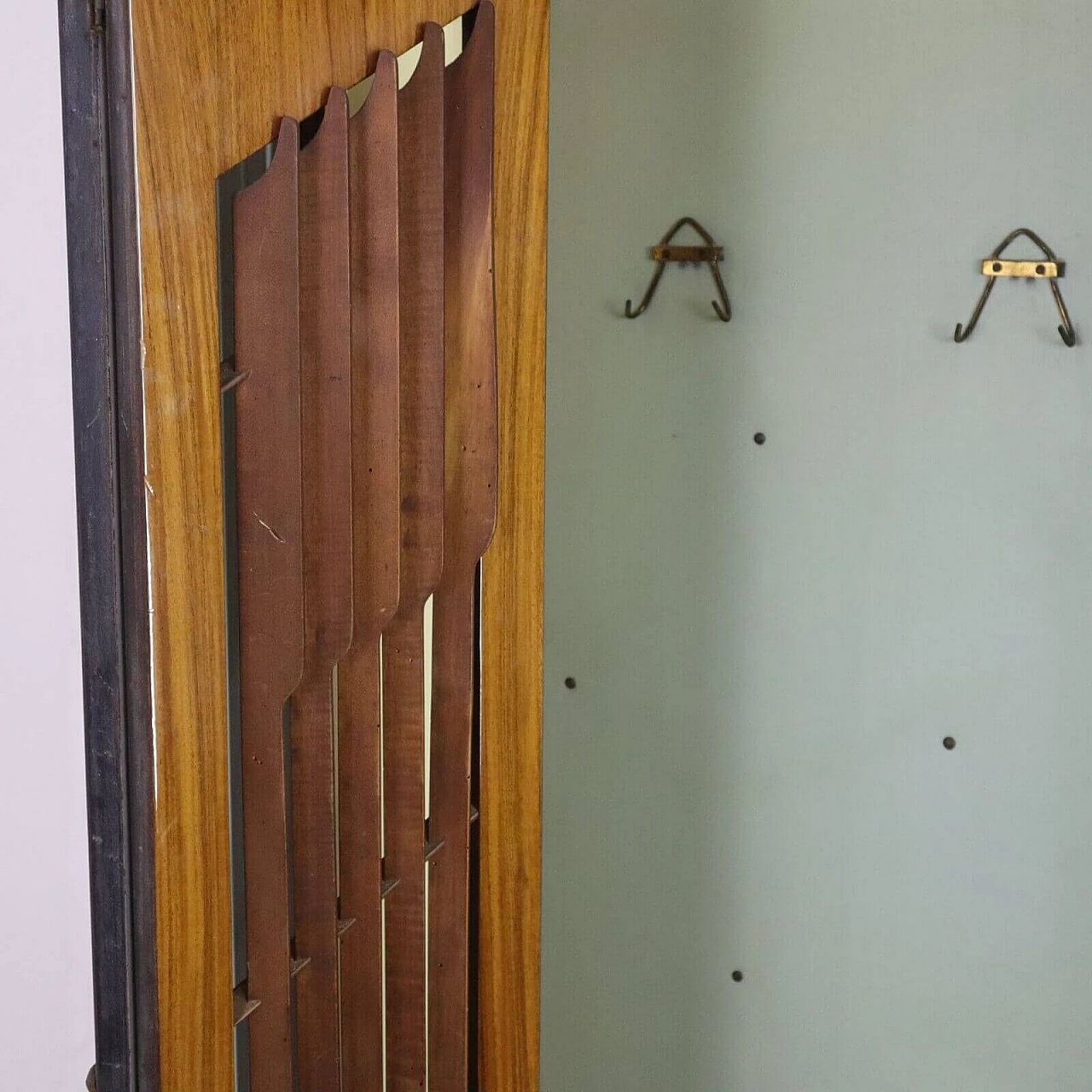 Walnut and maple coat rack with doors, 1950s 2