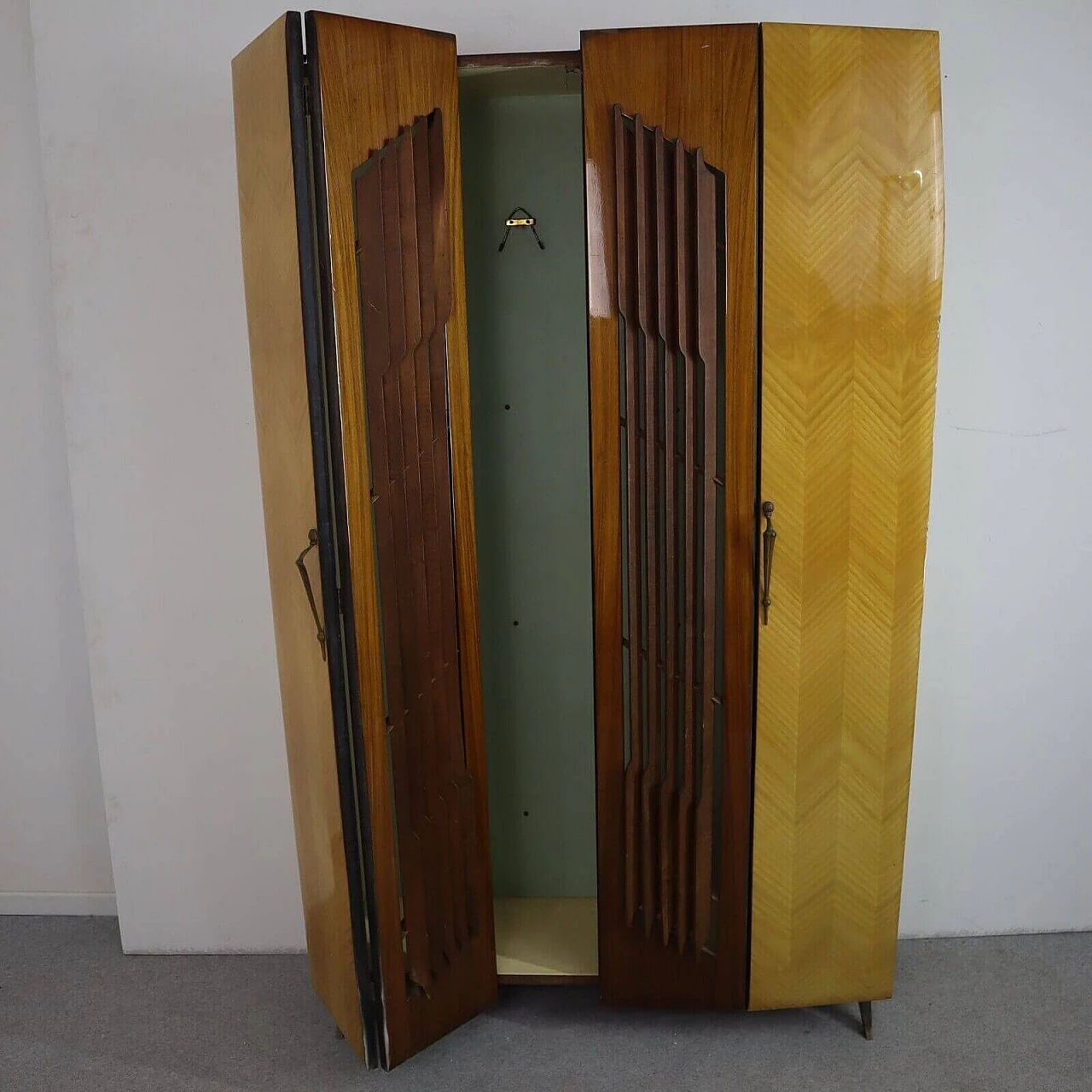 Walnut and maple coat rack with doors, 1950s 3