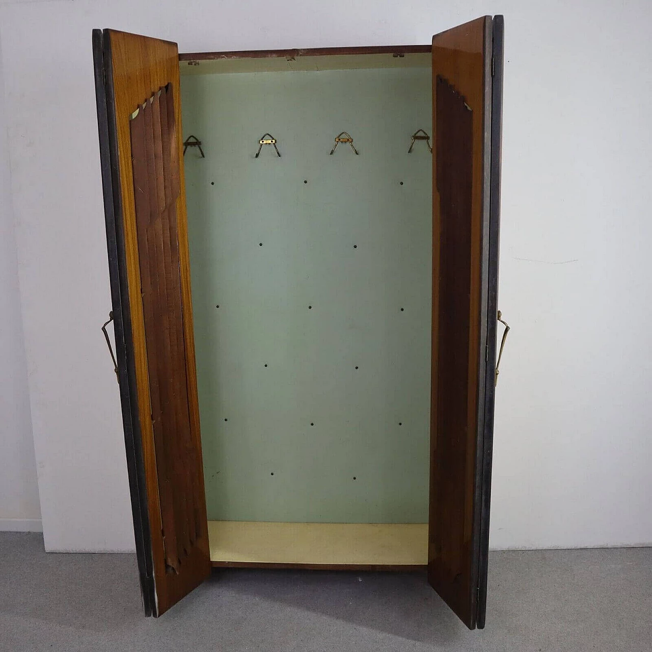 Walnut and maple coat rack with doors, 1950s 4