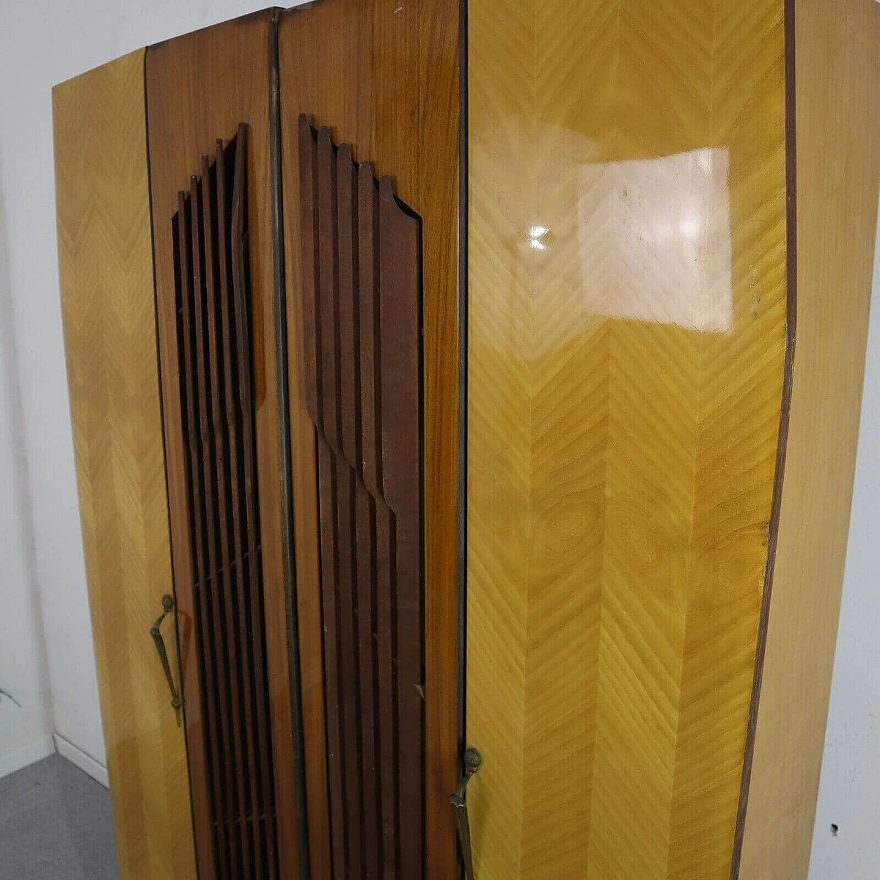 Walnut and maple coat rack with doors, 1950s 5