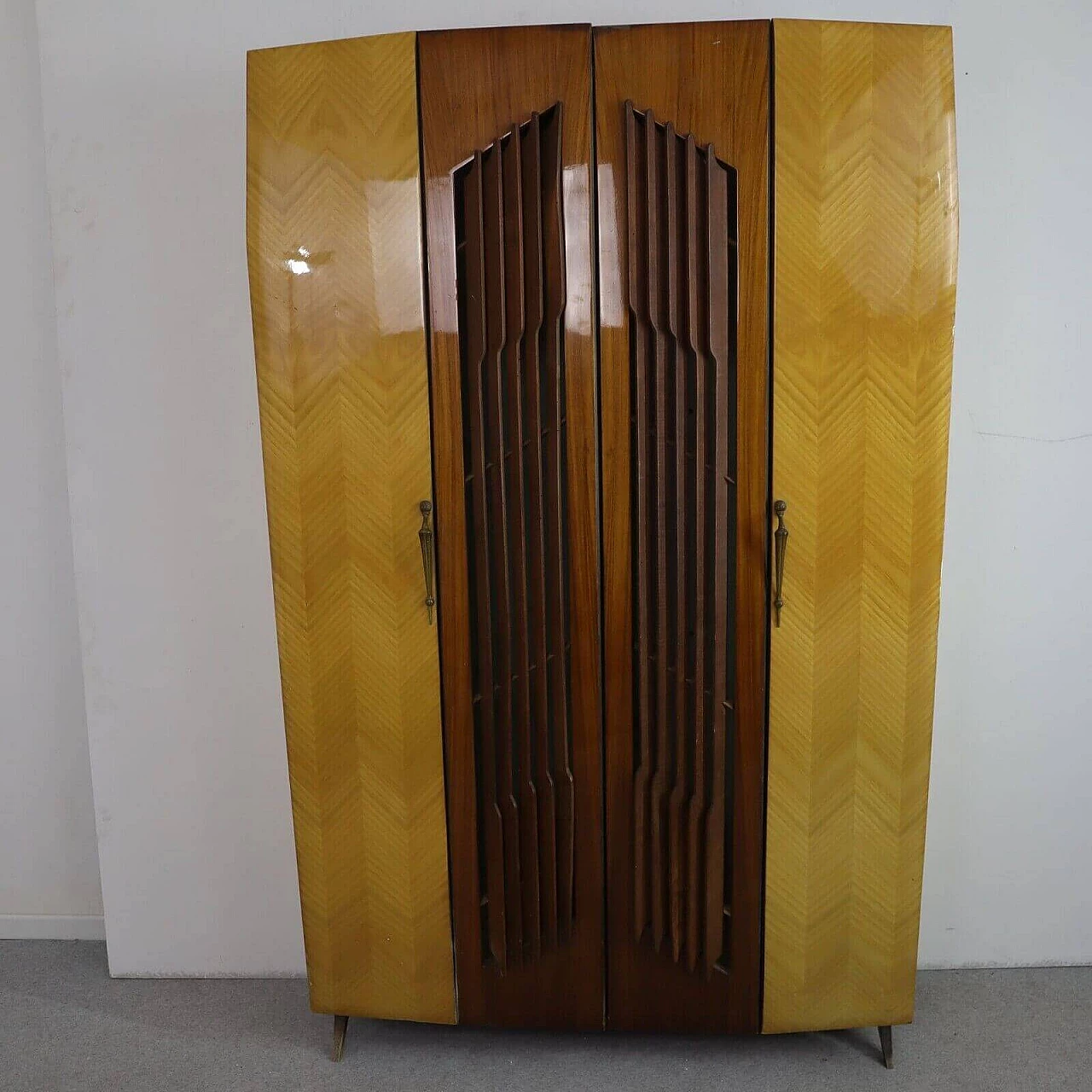 Walnut and maple coat rack with doors, 1950s 6