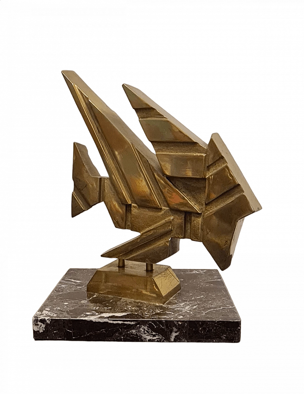 Giuseppe Banfi, composizione astratta, scultura in ottone e marmo, 1988 8