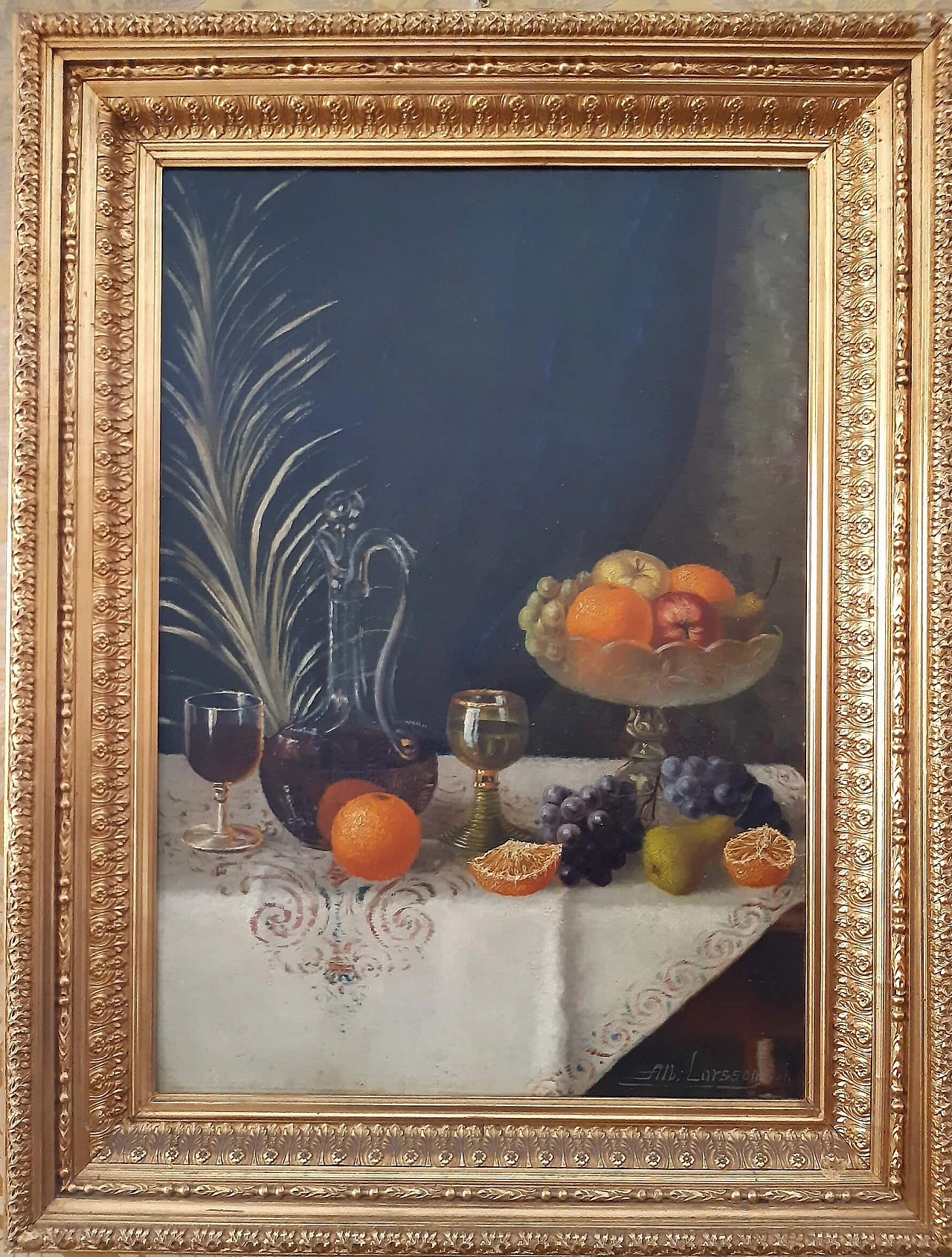 Albert Larsson, Still life with fruit, oil on canvas, 1888 1